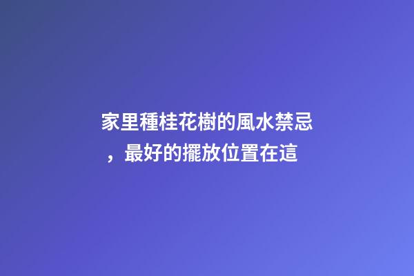 家里種桂花樹的風水禁忌，最好的擺放位置在這